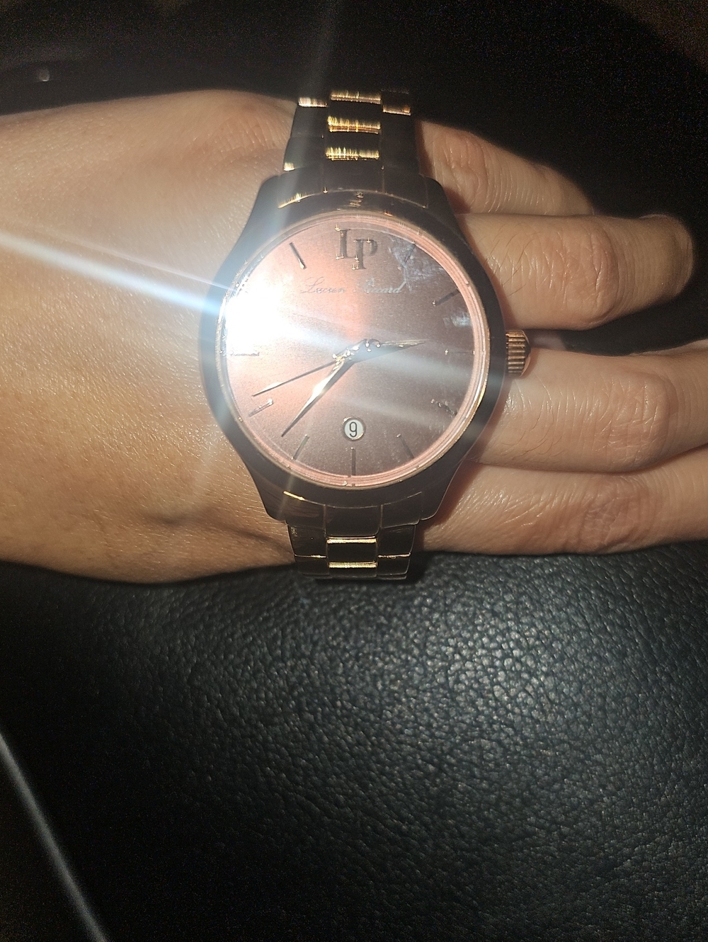 Lucien Piccard Rose Gold and Brown Sunray Dial Bracelet Watch